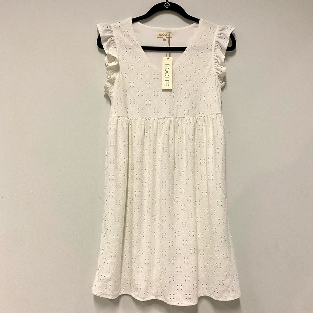 NWT ROOLEE White Ivory Eyelet Mini Dress Size XS